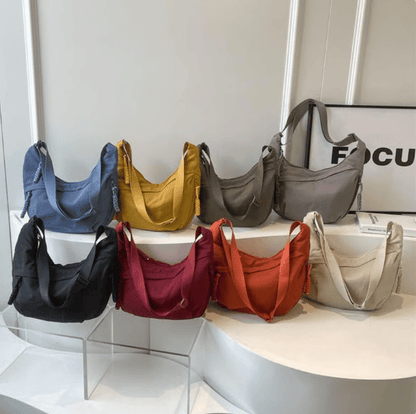 🏆5k sold this week!🔥Designer Direct Sales👜Women's Fashion Plain Color Nylon Crossbody Hobo Bag