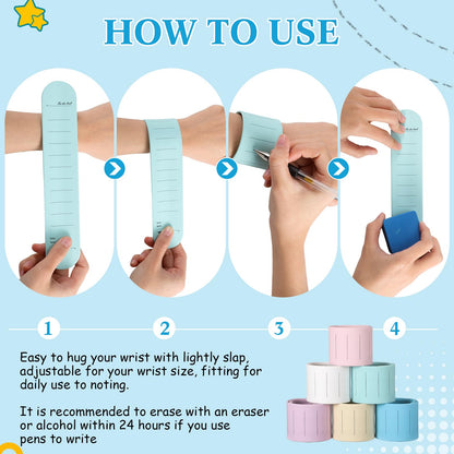 6 Pcs Silicone Bracelet to Do List Slap Silicone Reminder Bracelet Reusable Wearable Wrist Waterproof for Work Wrist Strap