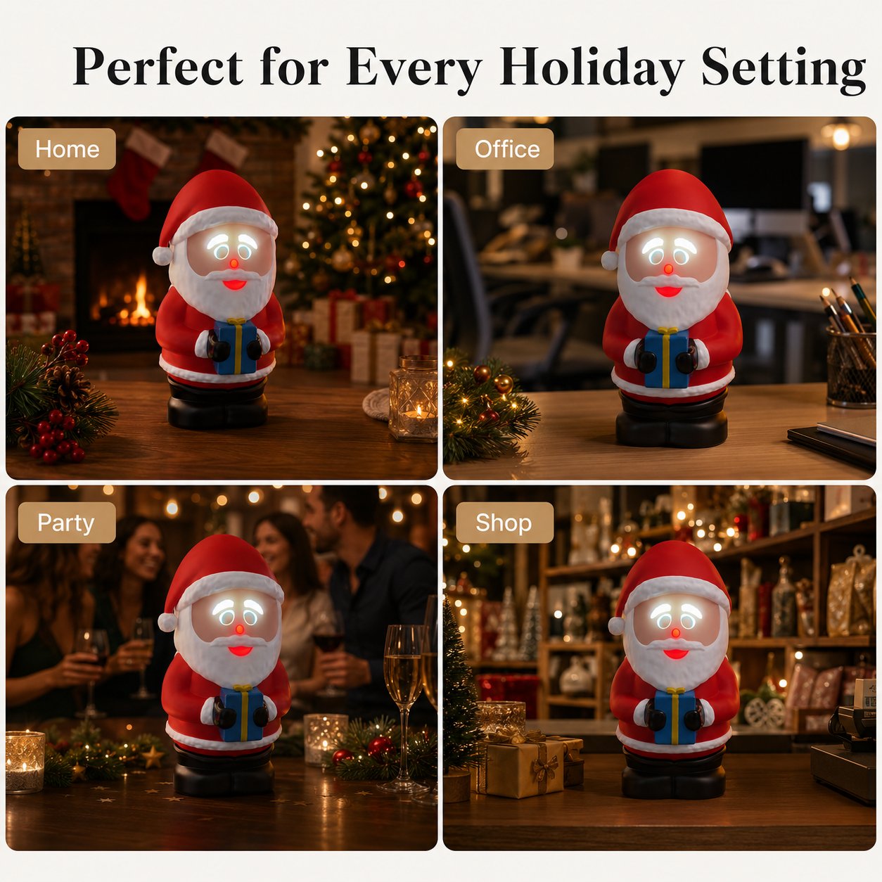 Animated Expression LED Santa Tabletop Decoration