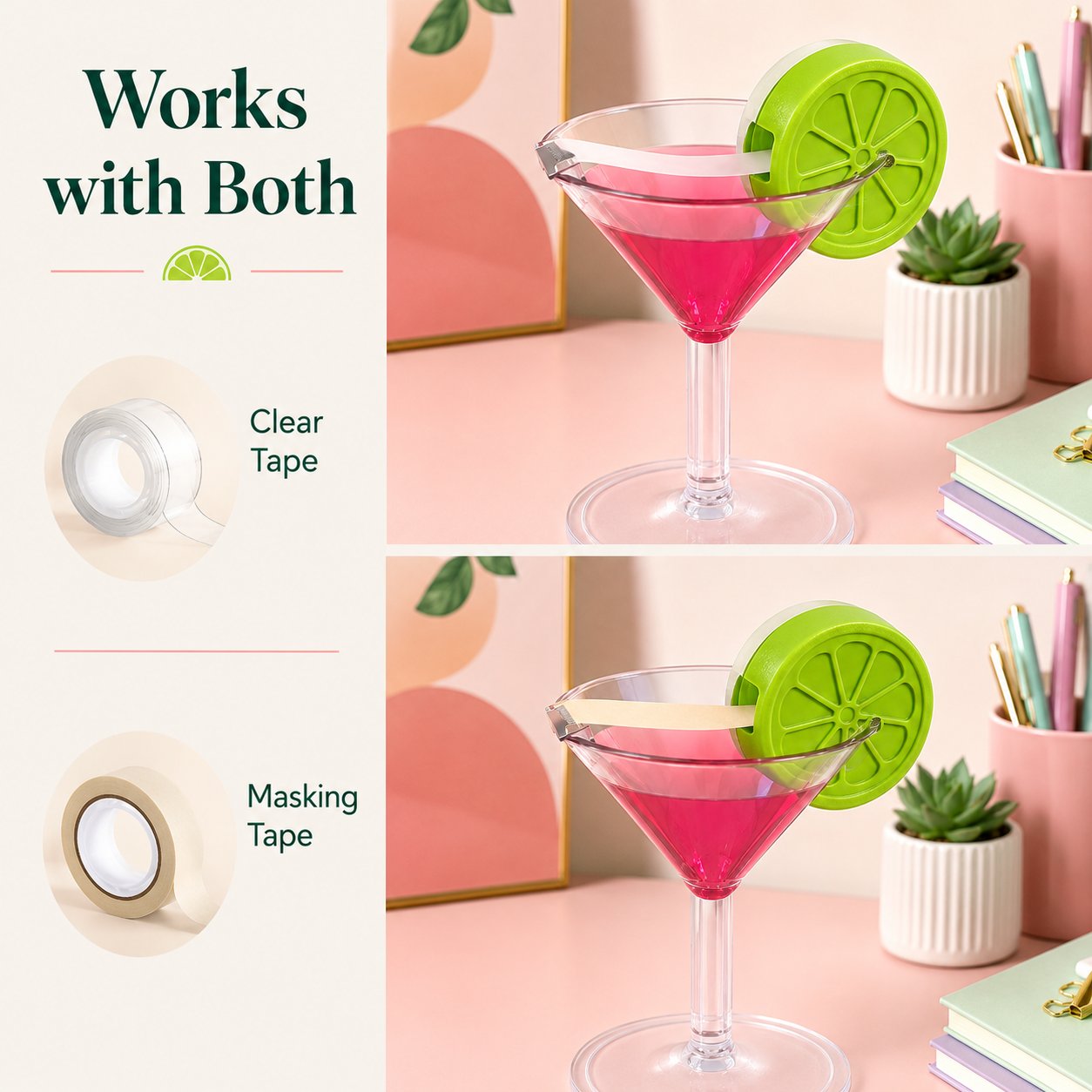 COCKTAIL GLASS TAPE DISPENSER