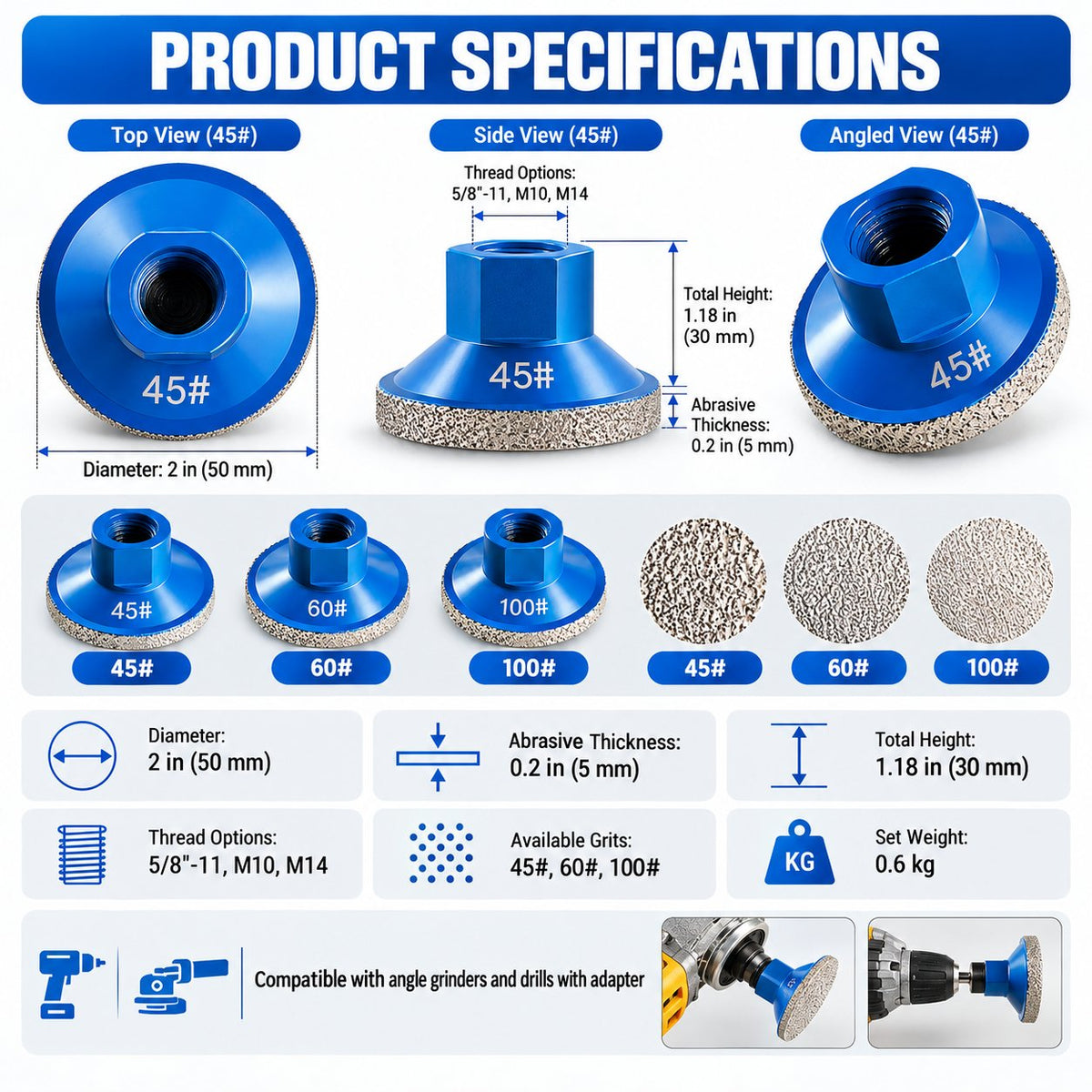 ⚡ Pro Diamond Grinding Disc Set | Countertop & Edge Restoration
