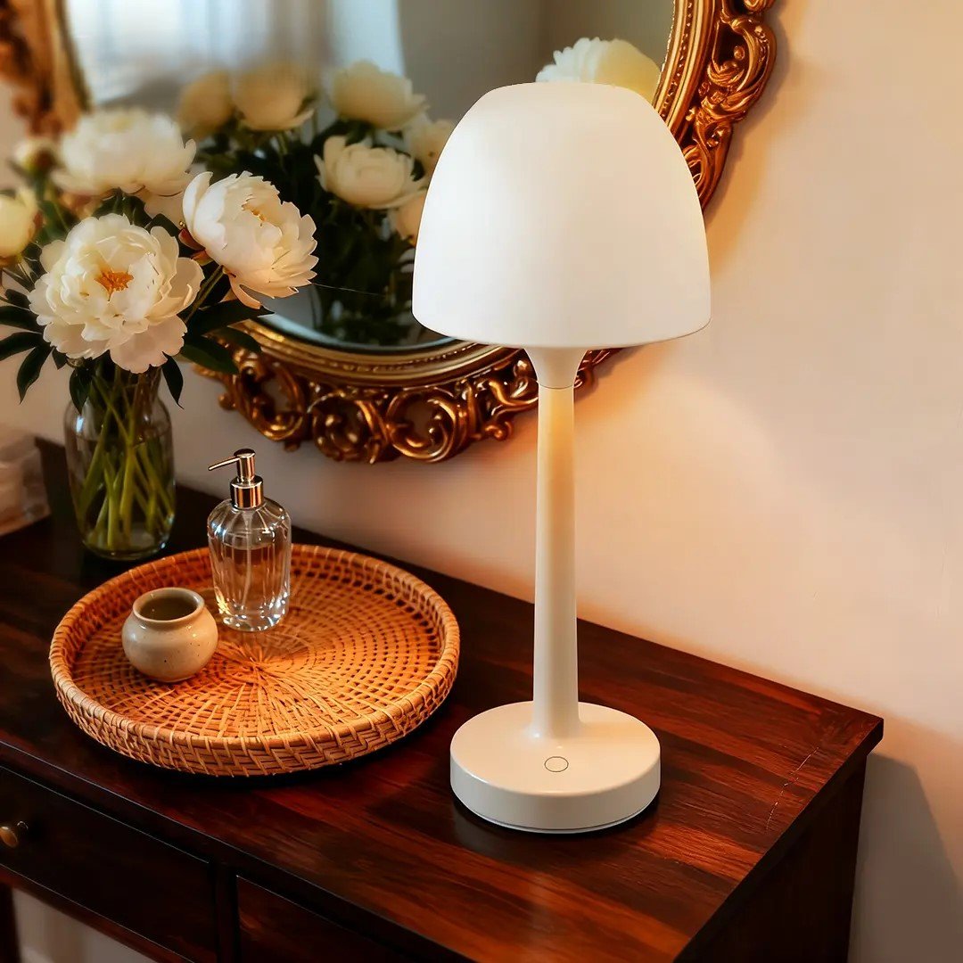 16-Color Water Ripple Projection Table Lamp – Rechargeable Remote & Touch Dimmable Mood Light