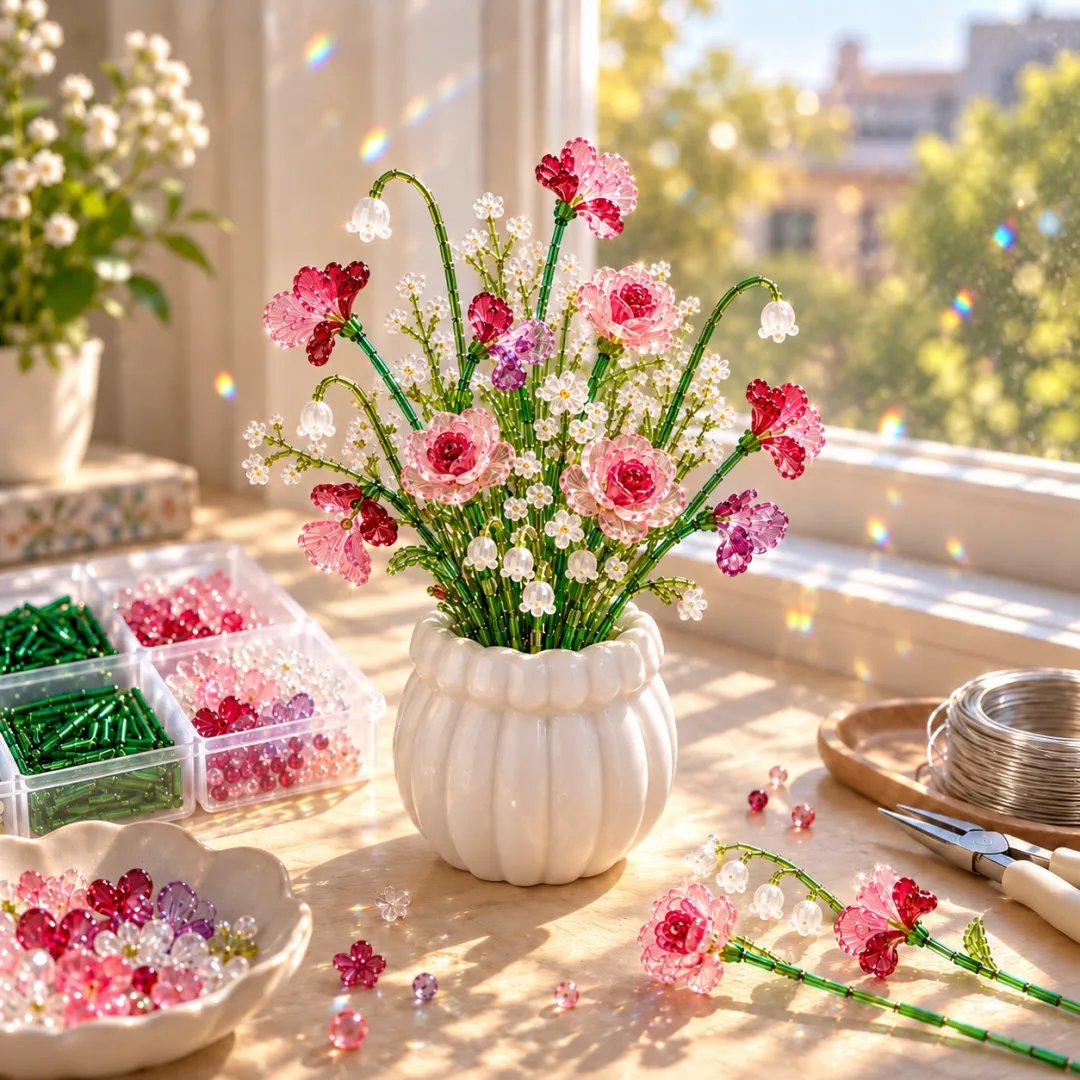 DIY Beaded Wildflower Bouquet Kit – Crystal Flower Craft