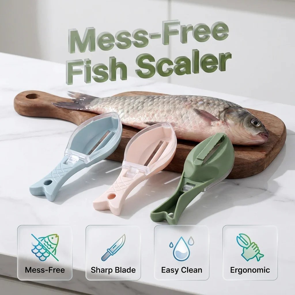 💯 🐟 Mess-Control Fish Scaler with Collection Lid