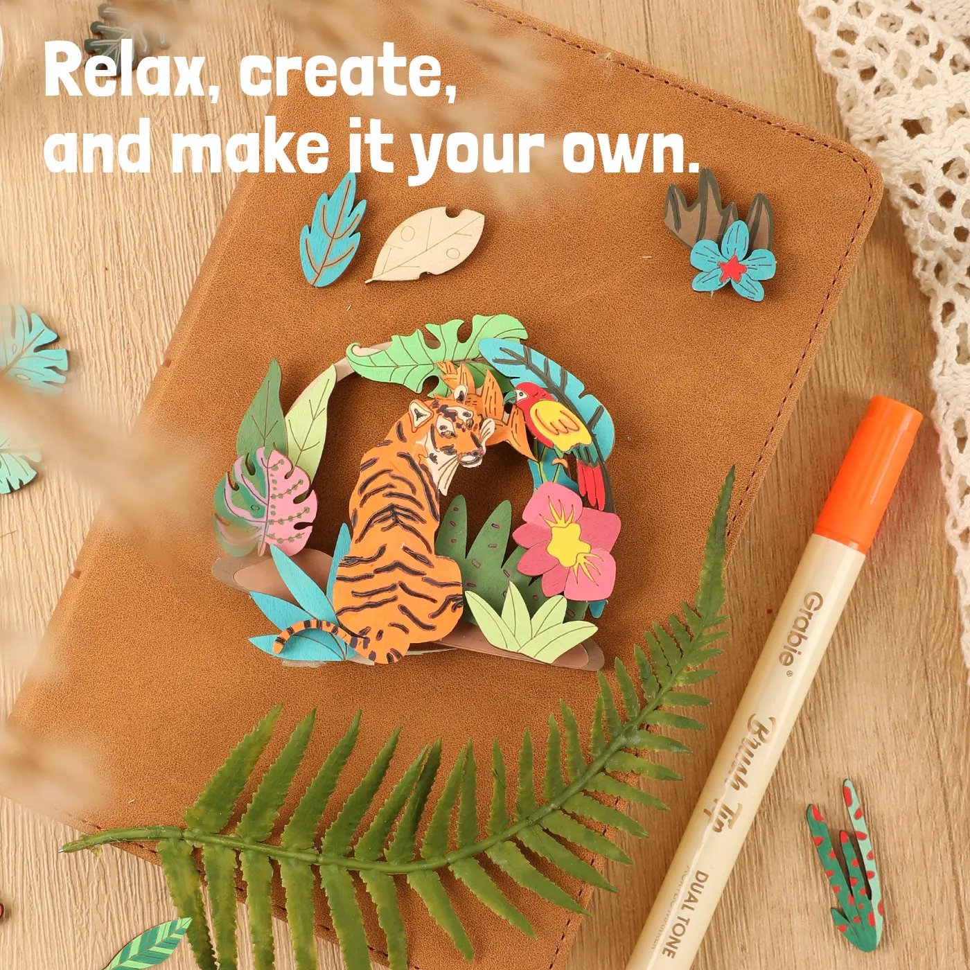 🎨 Beginner-Friendly 2-Collection Wood Painting Craft DIY Kit | Complete Bundle with 195 Pre-Cut Wooden Pieces, 24 Acrylic Colors & Adhesive Dots Included 💕