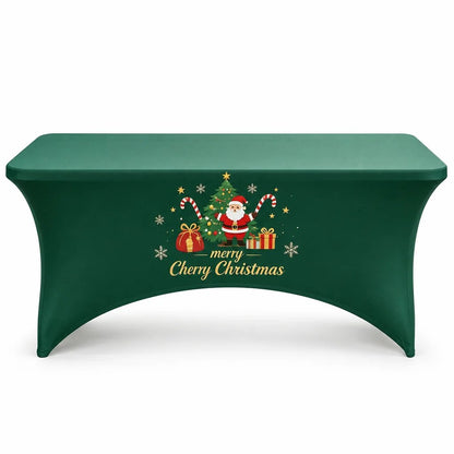 Christmas Stretch Fitted Table Cover for Rectangular Tables