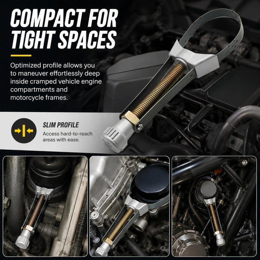 🎉🛠️NEW Auto Car Diameter Adjustable Oil Filter Removal Strap Wrench Tool