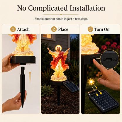 Solar-Powered Illuminated Jesus Garden Statue