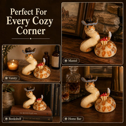 Cowboy Rattlesnake Ceramic Match Holder with Striker 🤠🐍