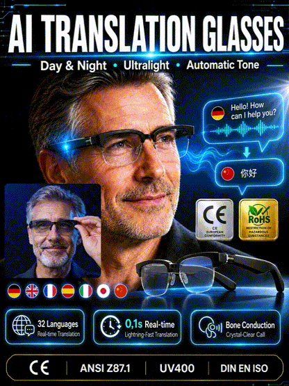AI Smart Long Battery Life Wireless Bluetooth 6.0 Translation Glasses