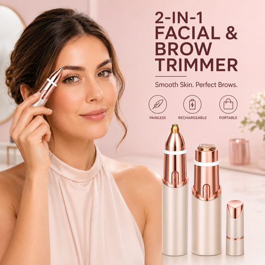 2-in-1 Women's Facial & Eyebrow Hair Trimmer | Rechargeable Painless Face Razor & Precision Eyebrow Shaper