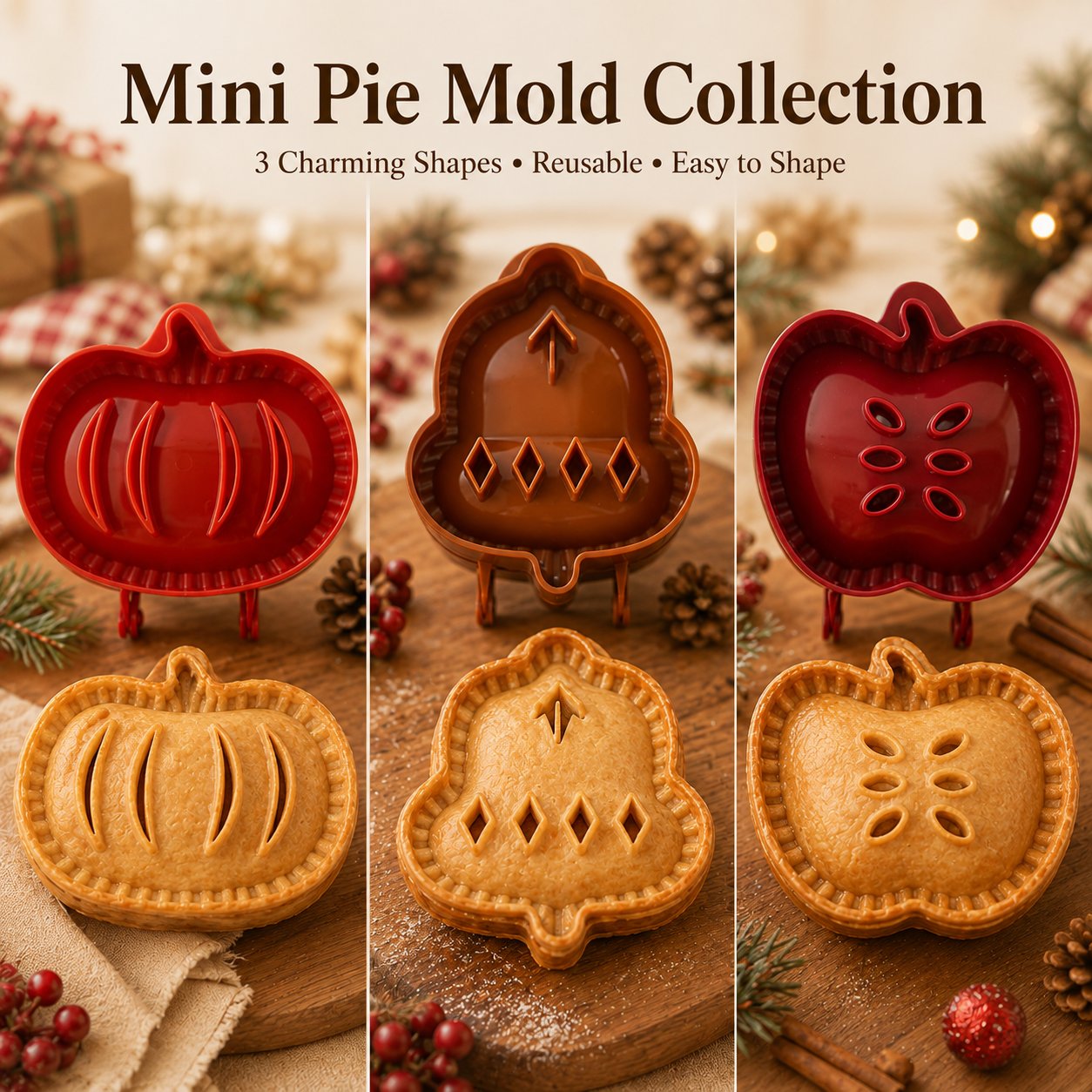 🥧 Beginner-Friendly Reusable Mini Hand Pie Press Mold | 6 Fun Shapes for Easy Filling, Shaping & Sealing of Homemade Pies and Pastries 🍎✨