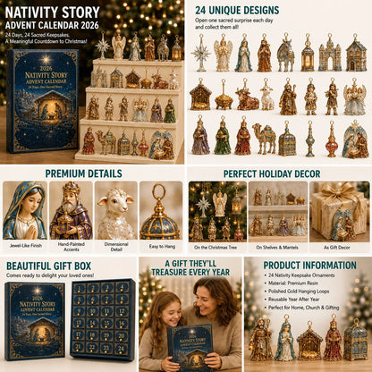 ✨ 2026 Nativity Story Christmas Advent Calendar | 24 Keepsake Ornaments Inspired by the Sacred Journey to Christmas 🎄🙏