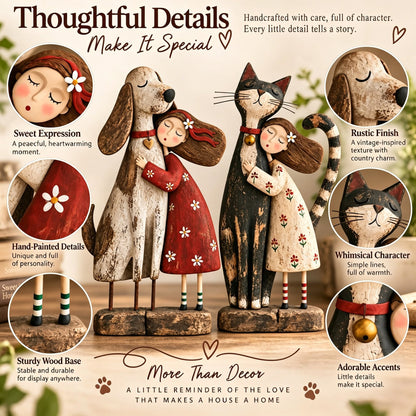 ❤️Some Friendships Don’t Need Words™ – Girl & Pet Hugging Figurine