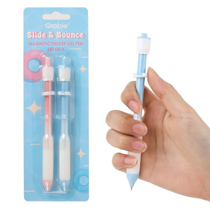 Grabie Slide & Bounce Magnetic Fidget Gel Pen Set (Set of 2) - Productivity Fidget Tool
