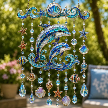 🌊Ocean-Themed Crystal Wind Chime – ✨Bring the Ocean Glow to Your Garden