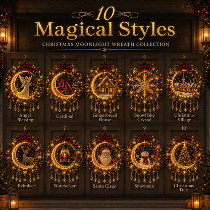 🎄✨ Christmas Moonlight Wreath Collection – Lighted Holiday Door Decor