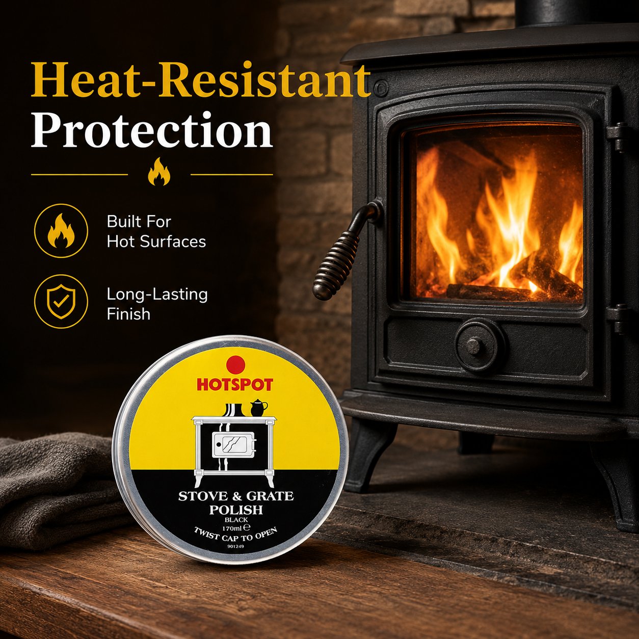 🔥Last Day 50% OFF - 🧼Hotspot Black Stove & Grate Polish – Cast Iron Restorer for Wood Stoves, Fireplaces & Grates