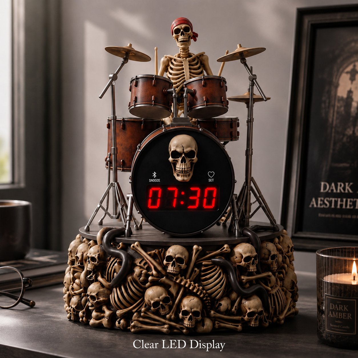 🥁Bluetooth Skeleton Drummer Alarm Clock