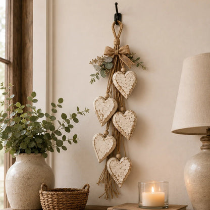 🩵 3D Solid Wood Lighted Hanging Heart Wall Decor – Remote-Controlled Rustic Farmhouse Decoration 🌊🎁BUY 2 FREE SHIPPING