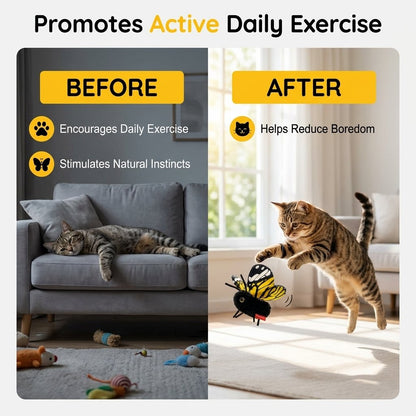 🔥HOT SALE🔥🐈Interactive Electric Butterfly Cat Toy with Fluttering Wings - USB Rechargeable Flapping Motion Kitten Toy with Door Hanging Strap & Teaser Attachment - Soft Plush Indoor Cat Exercise Toy 💖