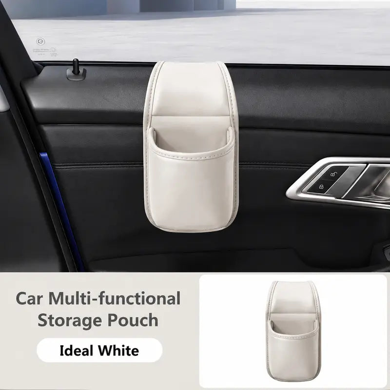💥Huge Savings 49% OFF｜Leather Car Door Side Storage Pocket, Double‑Layer Organizer with Flannel Lining