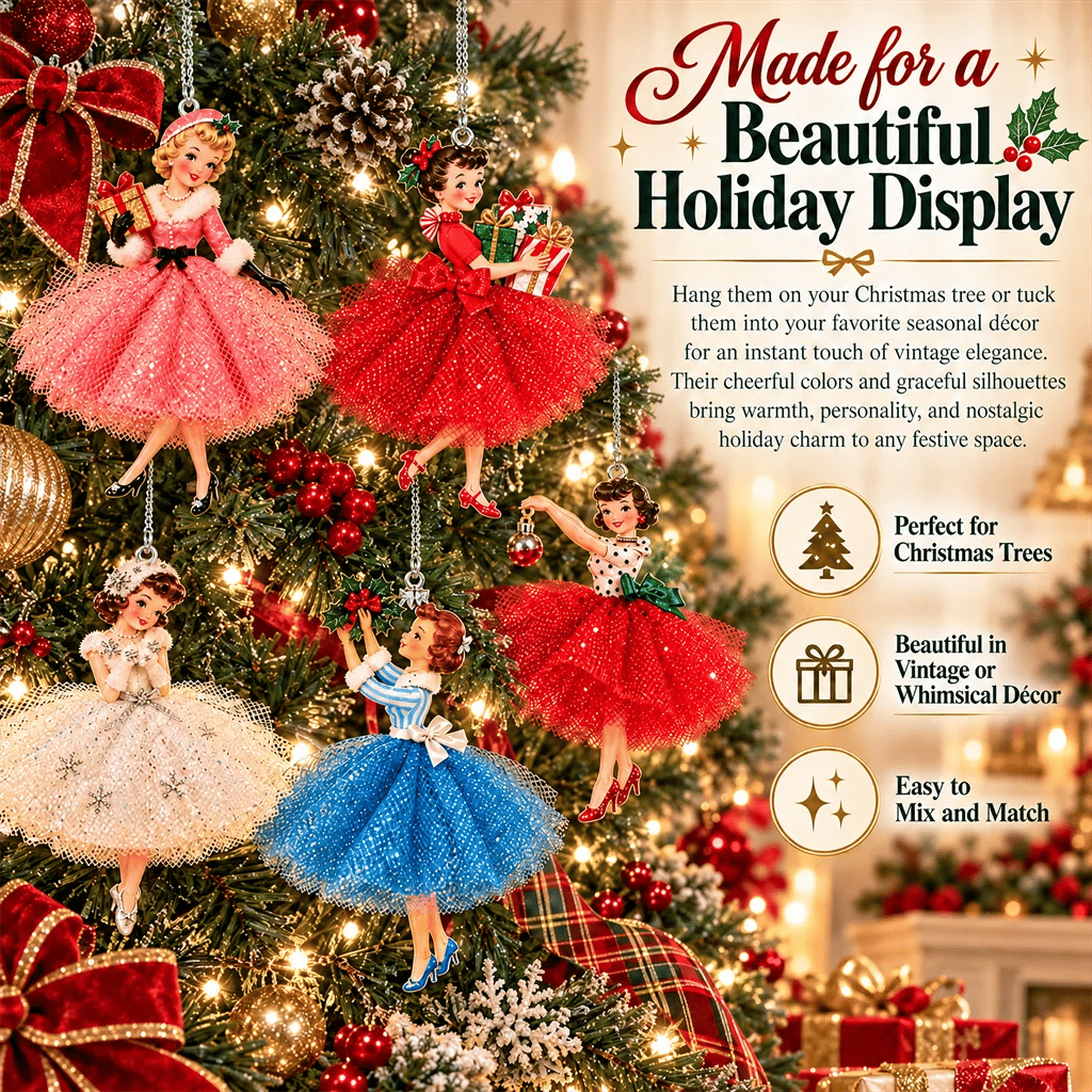 Vintage Christmas lady ornament collection