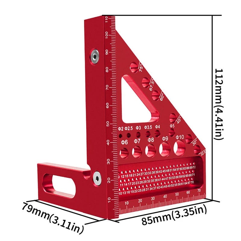 📐 Aluminum Triangle Square for Woodworking | Red & Blue