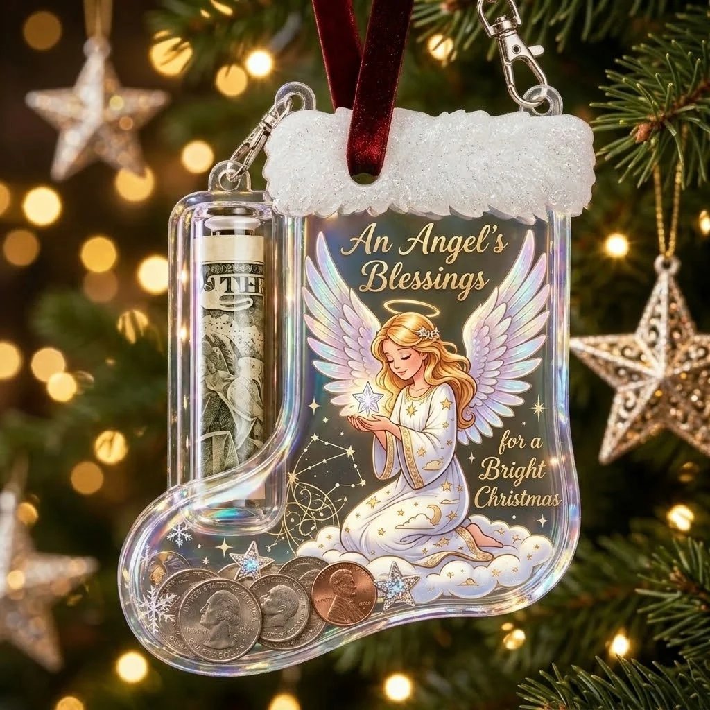 🎄Christmas Stocking-Shaped Money Gift Ornament – “Here’s A Few Bucks” Cash & Coin Holder