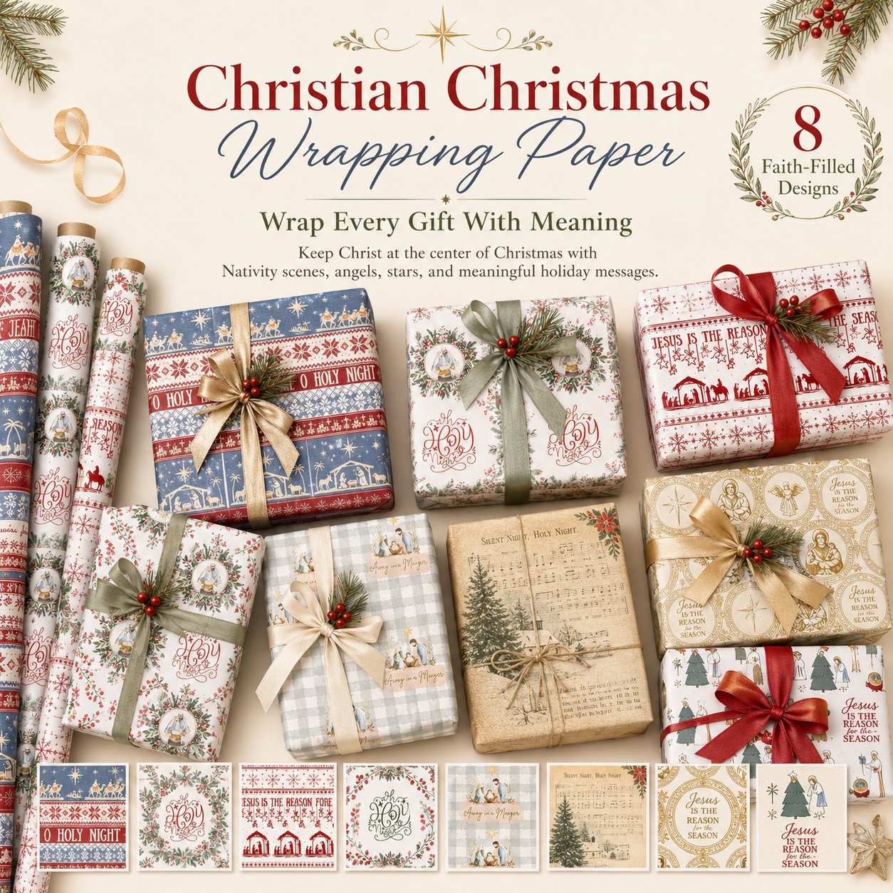 ✝️ Jesus Is The Reason For The Season – Christian Christmas Wrapping Paper 🎄🎁
