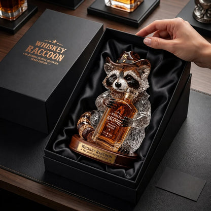 🦝 Wild West Whiskey Raccoon Crystal Statue