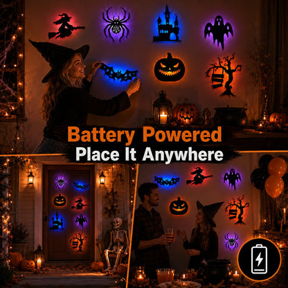 👻 Spooky LED Wall Light Stickers – Battery Powered Halloween Decorations Without Drilling