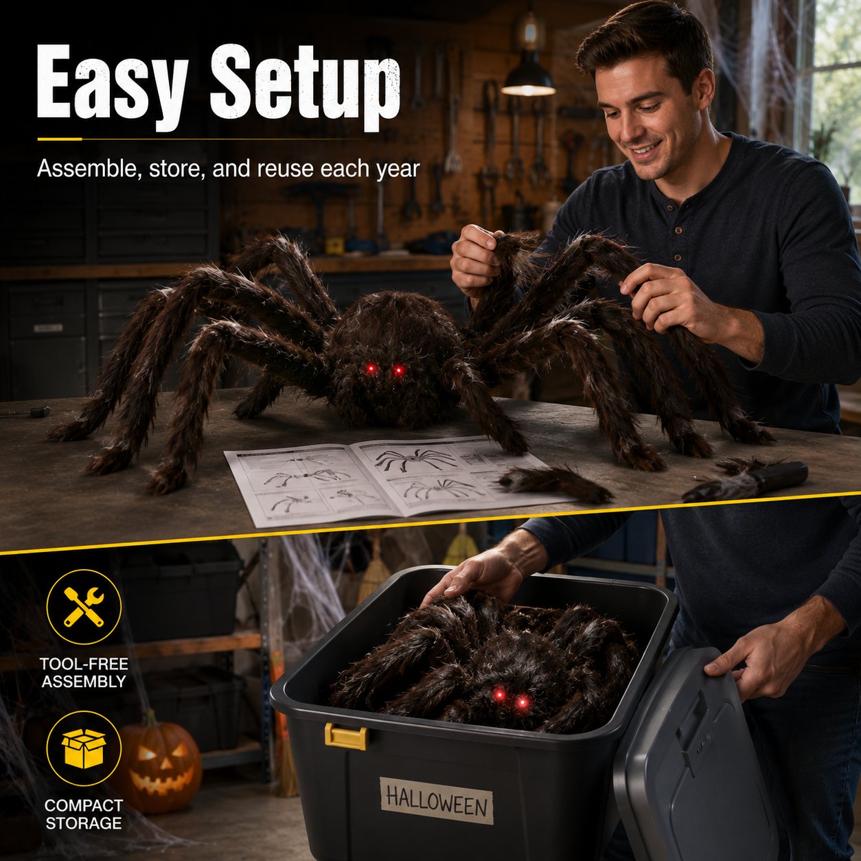🕷 30 in LED Jumping Spider Animatronic 🕸