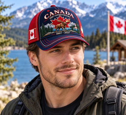 🎉 50% OFF | 🍁 Canada 160th Anniversary Embroidered Cap – 3 Colors