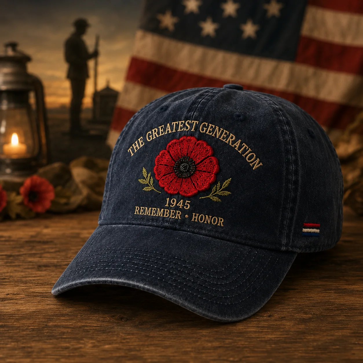 The Greatest Generation 1945 Memorial Poppy Cap – Remember & Honor