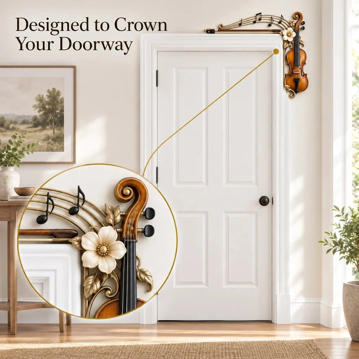 🎻 Violin & Music Notes Door Topper | Musical Wall Accent