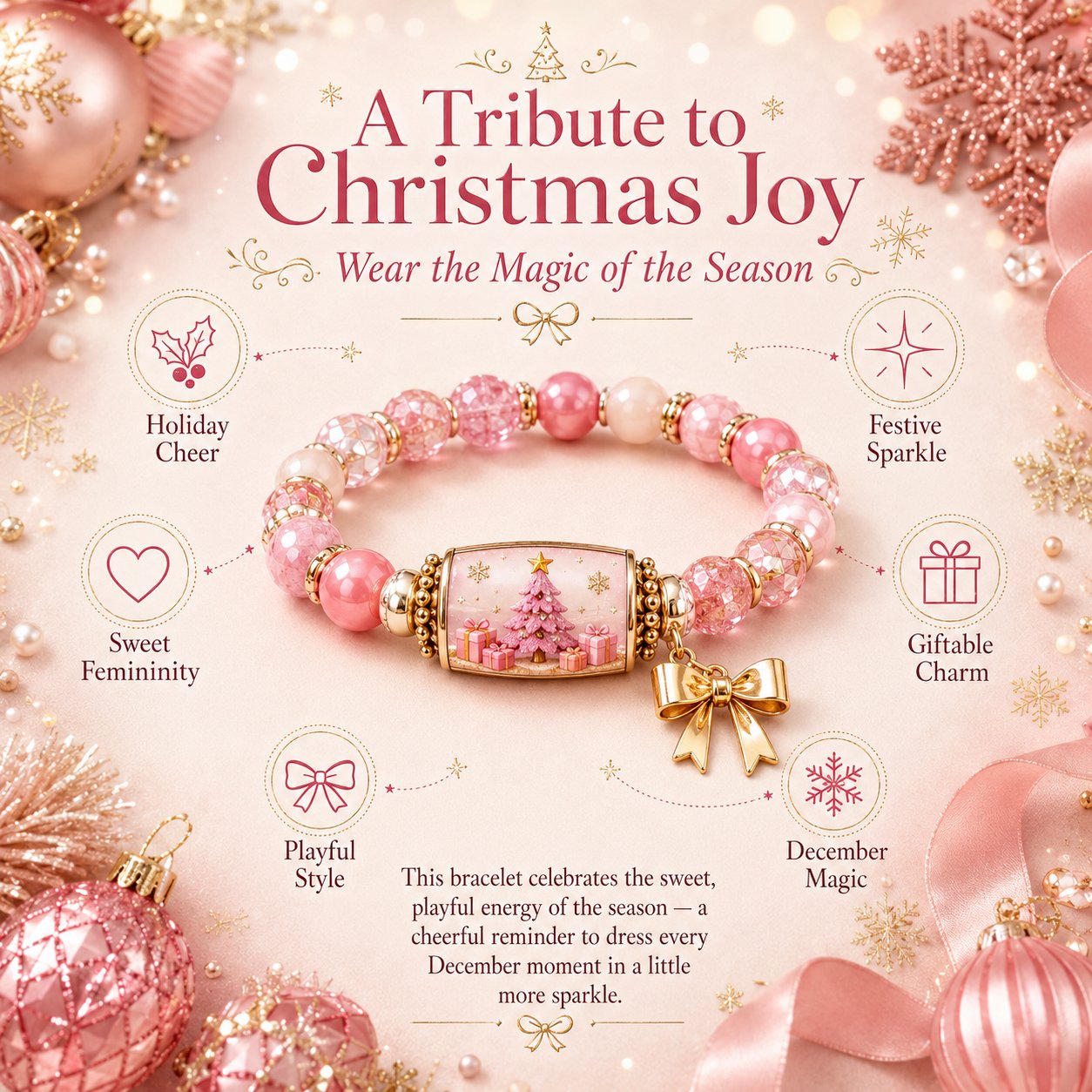 🔥 LAST DAY 49% OFF – 🎄 Candy Glow Christmas Bracelet Collection | 6 Dopamine Holiday Designs with Color-Coordinated Beads & Matching Gold-Tone Charms ✨
