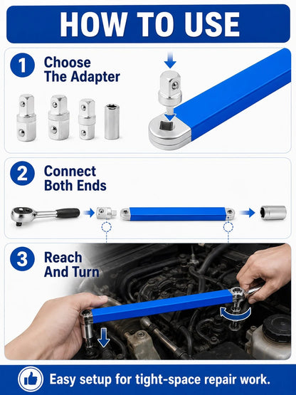 🎉🔧 Tool Deal ⚡ Impact-Ready Offset Wrench Extender with Universal Drive Adapters for Tight Spaces 🛠️