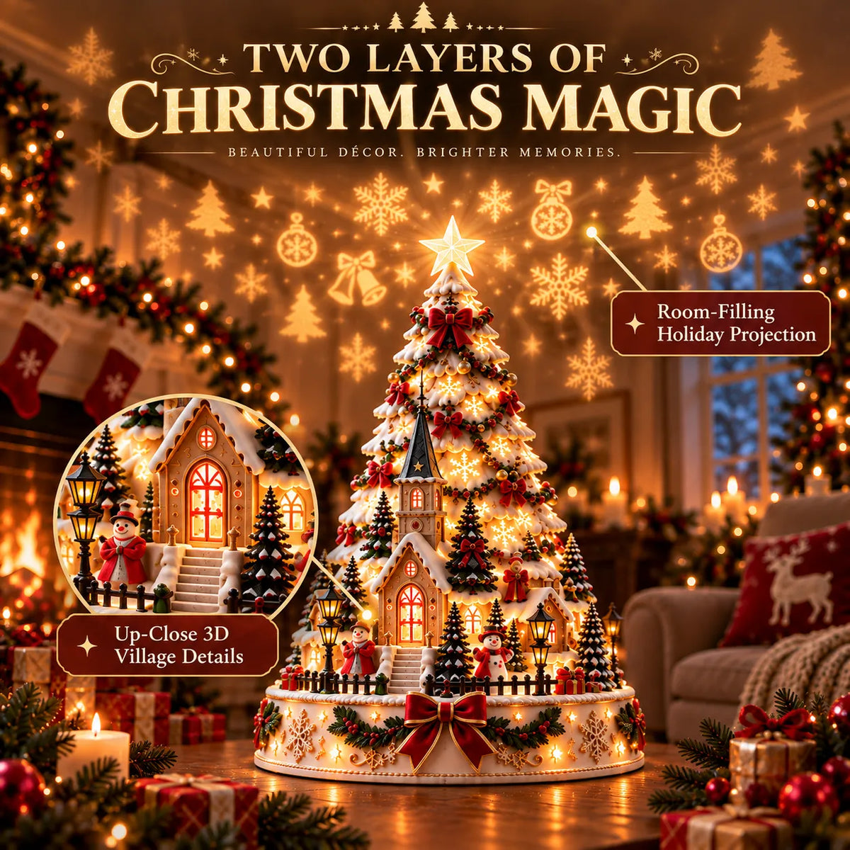 ⭐🏆 60,000+ Sold - 🎄MerryRealm™ Christmas Village Lightscape Tree