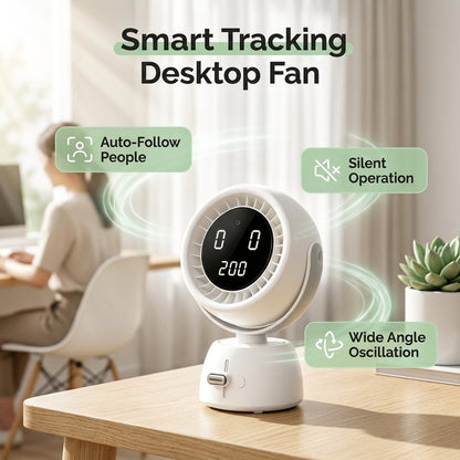 AI Face-Tracking Desktop Fan – Energy-Efficient Cooling