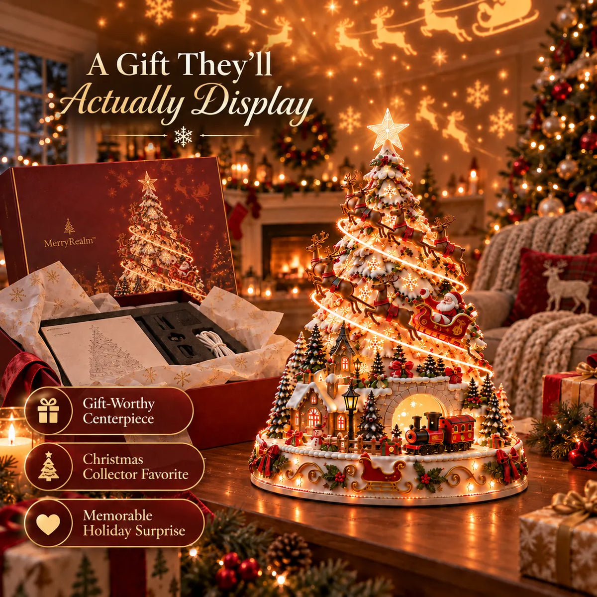 ⭐🏆 60,000+ Sold - 🎄MerryRealm™ Christmas Village Lightscape Tree