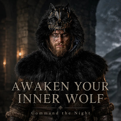 🐺 Viking Wolf Skull Faux Fur Hooded Cape – Halloween Cosplay Costume