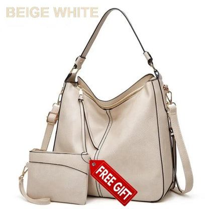Luxury Leather Hobo Bag Anti-Theft Handbag + FREE Pouch Wallet