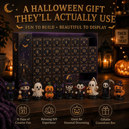 🔥 LAST DAY 49% OFF – 🎃 Hollowmoon 31-Night Jewel-Bead Countdown Calendar | 31 Daily DIY Characters, Complete Craft Supplies & Midnight Parade Display 💎✨