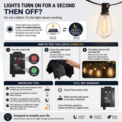 100FT Solar Outdoor String Lights with Remote Control