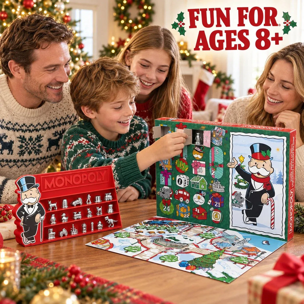 ⏳ Last Day 49% OFF – 🎲 Monopoly Token Advent Calendar | 24 Collectible Game Tokens with Display Stand for Christmas Countdown Fun 🎄