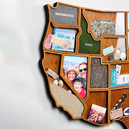 🎁 Personalized USA Travel Memory Map – Collect & Display Your Travel Keepsakes
