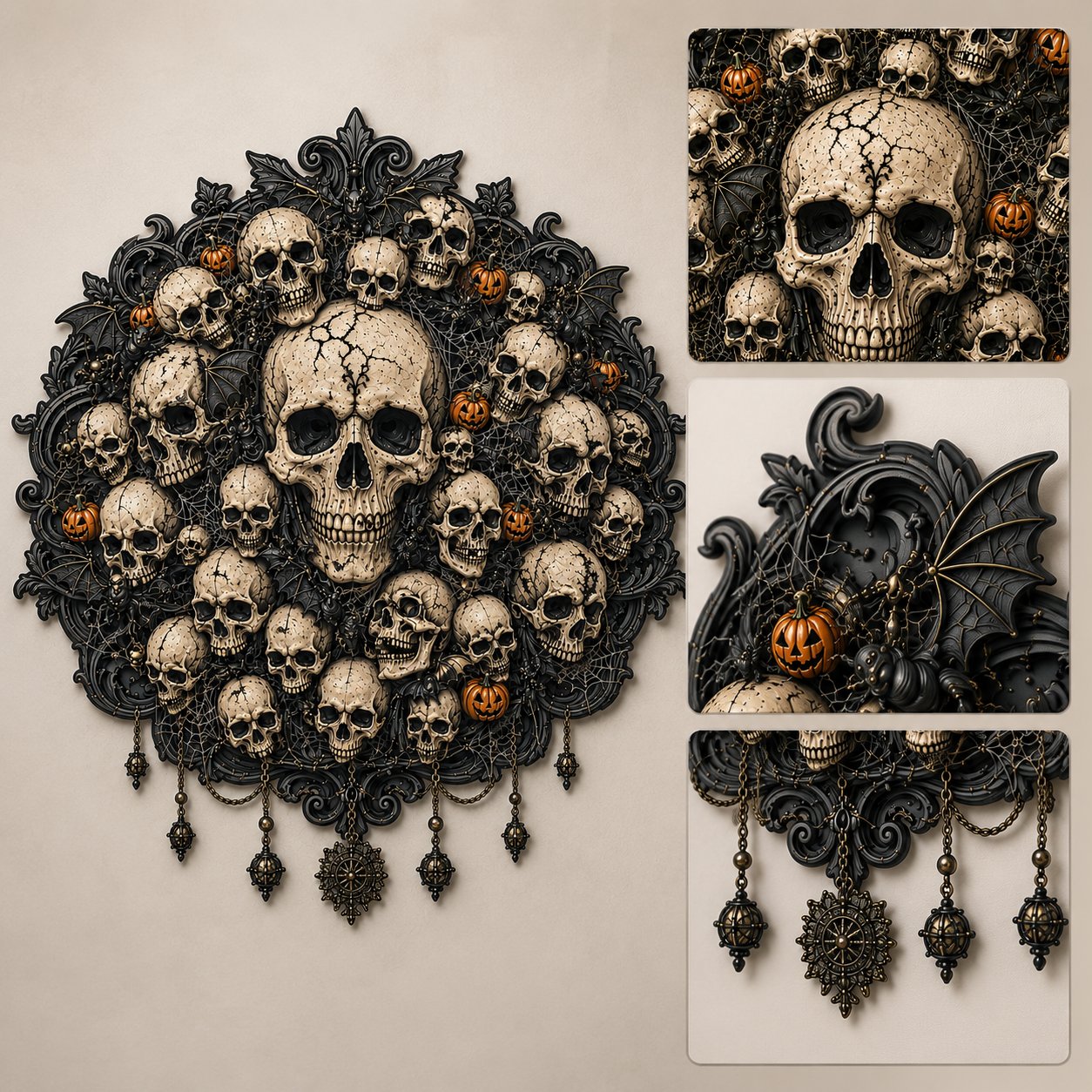🦇 Gothic Halloween Wall Art Collection | Metal Skull, Ghost & Bat Decor with 3D Visual Effect for Haunted Wall Displays 🎃