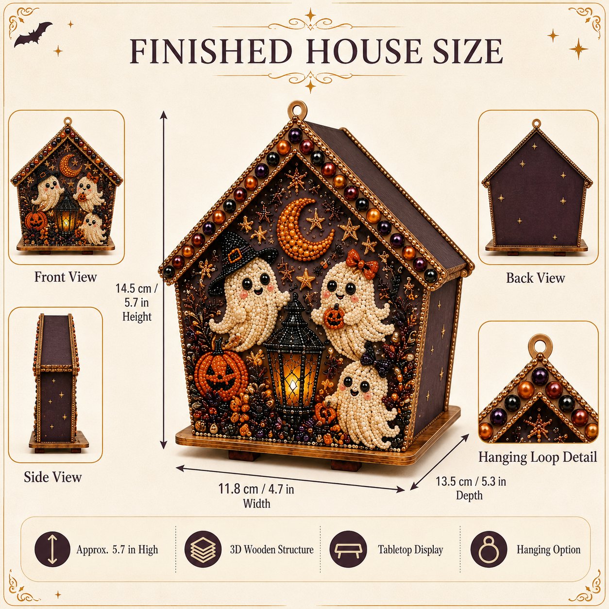 ⏳ Last Day 49% OFF – 🎃 Beginner-Friendly Moonlit Wooden Cottage 3D Pearl Art Kit Collection | Complete Kit with All Tools & Step-by-Step Guide Included 💕