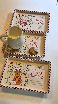 🎄🍪 Vintage Christmas Postcard Platter | Write Custom Holiday Messages, Serve Cookies & Festive Treats | Gift-Ready Packaging 🎅🎁
